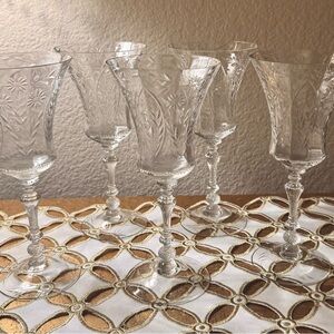 Vintage Elegant Crystal Wine Glass Set of 5. Cambridge Adonis